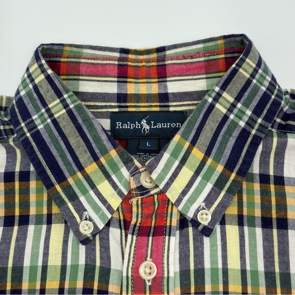 Ralph Lauren Boy’s Red and Green Casual Cotton Button Down Shirt Large - Picture 4 of 13